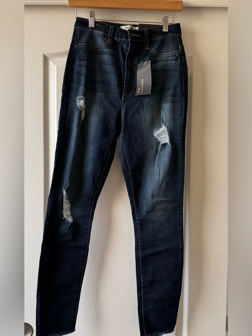 refuge Dark Indigo Skinny Jeans with Contrast Stitching